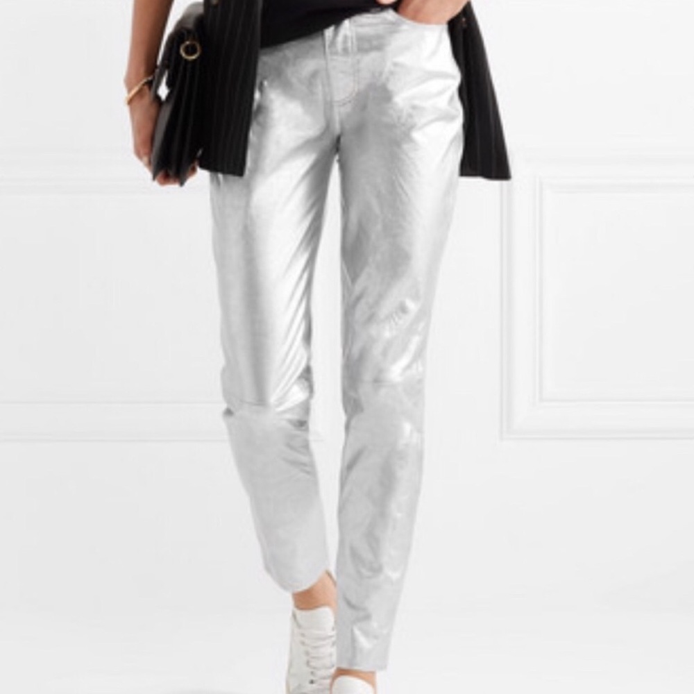 ✨NEW✨! Rag and Bone Lamb Leather METALLIC SILVER Jeans 😍 Pants